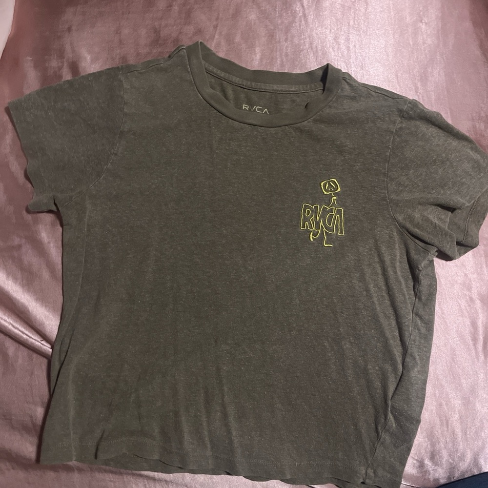 RVCA Dark Olive Tee with Yellow Logo